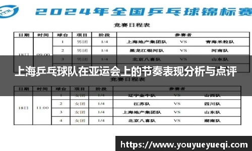 上海乒乓球队在亚运会上的节奏表现分析与点评